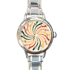 Swirl Star Pattern Texture Old Round Italian Charm Watch by Ravend