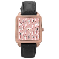 Thunder Flash Abstract Texture Art Rose Gold Leather Watch 