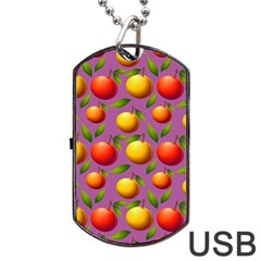 Illustration Fruit Pattern Seamless Dog Tag Usb Flash (one Side) by Ravend