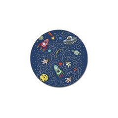 Illustration Cat Space Astronaut Rocket Maze Golf Ball Marker (4 Pack) by Ravend