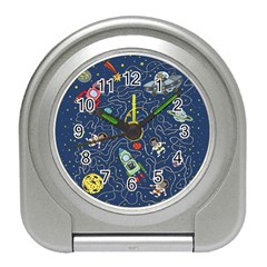 Illustration Cat Space Astronaut Rocket Maze Travel Alarm Clock by Ravend