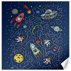 Illustration Cat Space Astronaut Rocket Maze Canvas 16  X 16  by Ravend