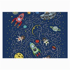 Illustration Cat Space Astronaut Rocket Maze Large Glasses Cloth by Ravend