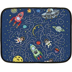 Illustration Cat Space Astronaut Rocket Maze Fleece Blanket (mini) by Ravend