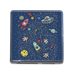 Illustration Cat Space Astronaut Rocket Maze Memory Card Reader (square 5 Slot) by Ravend