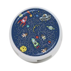 Illustration Cat Space Astronaut Rocket Maze 4-port Usb Hub (one Side) by Ravend