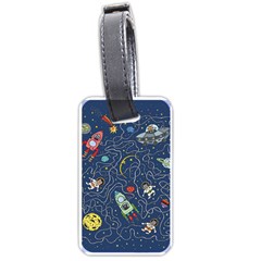 Illustration Cat Space Astronaut Rocket Maze Luggage Tag (one Side) by Ravend