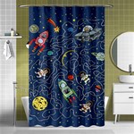 Illustration Cat Space Astronaut Rocket Maze Shower Curtain 48  x 72  (Small)  Curtain(48  X 72 ) - 42.18 x64.8  Curtain(48  X 72 )