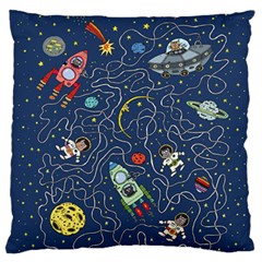 Illustration Cat Space Astronaut Rocket Maze Standard Flano Cushion Case (one Side) by Ravend