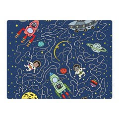 Illustration Cat Space Astronaut Rocket Maze Double Sided Flano Blanket (mini)  by Ravend