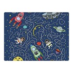 Illustration Cat Space Astronaut Rocket Maze Double Sided Flano Blanket (Mini)  35 x27  Blanket Back