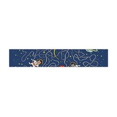 Illustration Cat Space Astronaut Rocket Maze Flano Scarf (mini) by Ravend