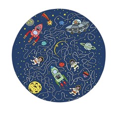 Illustration Cat Space Astronaut Rocket Maze Mini Round Pill Box (pack Of 5) by Ravend