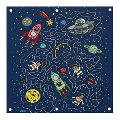 Illustration Cat Space Astronaut Rocket Maze Banner And Sign 3  X 3  by Ravend