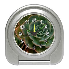 Green Orchid Plant Pattern Travel Alarm Clock by Ravend