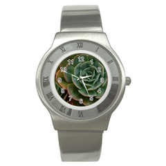 Green Orchid Plant Pattern Stainless Steel Watch by Ravend