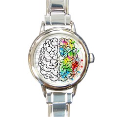 Illustration Brain Mind Psychology Idea Drawing Round Italian Charm Watch