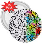 Illustration Brain Mind Psychology Idea Drawing 3  Buttons (10 pack)  Front