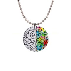 Illustration Brain Mind Psychology Idea Drawing 1  Button Necklace