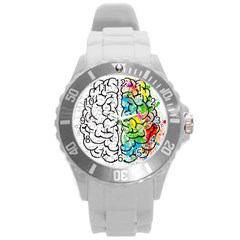 Illustration Brain Mind Psychology Idea Drawing Round Plastic Sport Watch (L)