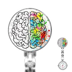 Illustration Brain Mind Psychology Idea Drawing Stainless Steel Nurses Watch by Ravend