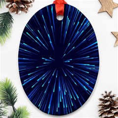 Particle Art Background Blue Ornament (Oval)