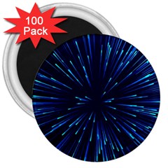 Particle Art Background Blue 3  Magnets (100 pack)