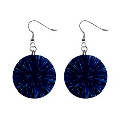 Particle Art Background Blue Mini Button Earrings by Ravend