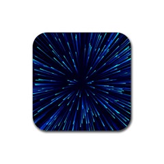 Particle Art Background Blue Rubber Coaster (Square)