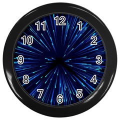 Particle Art Background Blue Wall Clock (black) by Ravend