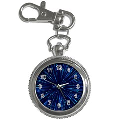 Particle Art Background Blue Key Chain Watches by Ravend