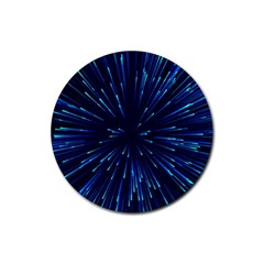 Particle Art Background Blue Rubber Round Coaster (4 pack)