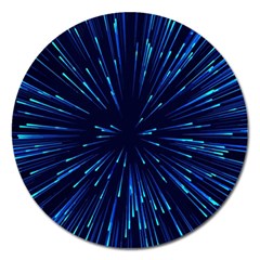 Particle Art Background Blue Magnet 5  (round) by Ravend