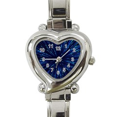 Particle Art Background Blue Heart Italian Charm Watch by Ravend