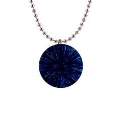 Particle Art Background Blue 1  Button Necklace by Ravend