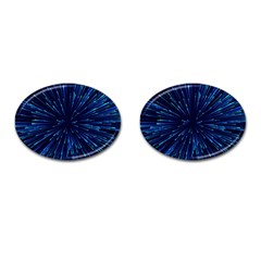 Particle Art Background Blue Cufflinks (oval) by Ravend