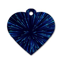 Particle Art Background Blue Dog Tag Heart (one Side) by Ravend