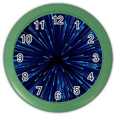 Particle Art Background Blue Color Wall Clock by Ravend