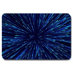 Particle Art Background Blue Large Doormat  by Ravend