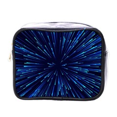 Particle Art Background Blue Mini Toiletries Bag (One Side)