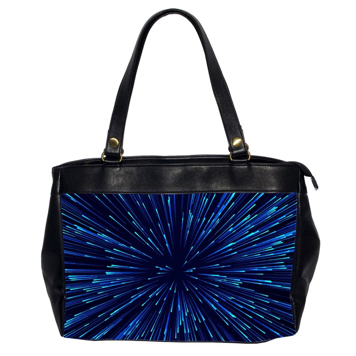 Particle Art Background Blue Oversize Office Handbag (2 Sides)