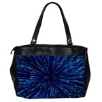 Particle Art Background Blue Oversize Office Handbag (2 Sides) Back