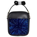 Particle Art Background Blue Girls Sling Bag Front