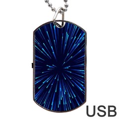 Particle Art Background Blue Dog Tag Usb Flash (one Side) by Ravend