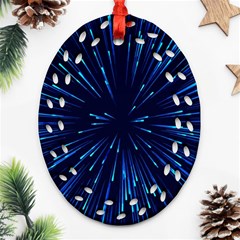 Particle Art Background Blue Ornament (Oval Filigree)