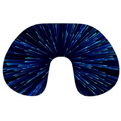 Particle Art Background Blue Travel Neck Pillow by Ravend