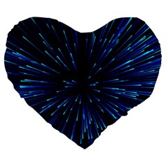 Particle Art Background Blue Large 19  Premium Flano Heart Shape Cushions by Ravend