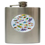 Fish Ocean Sea Water Diving Blue Nature Hip Flask (6 oz) Front