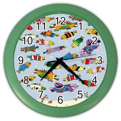 Fish Ocean Sea Water Diving Blue Nature Color Wall Clock by Ravend