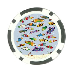 Fish Ocean Sea Water Diving Blue Nature Poker Chip Card Guard (10 Pack) by Ravend